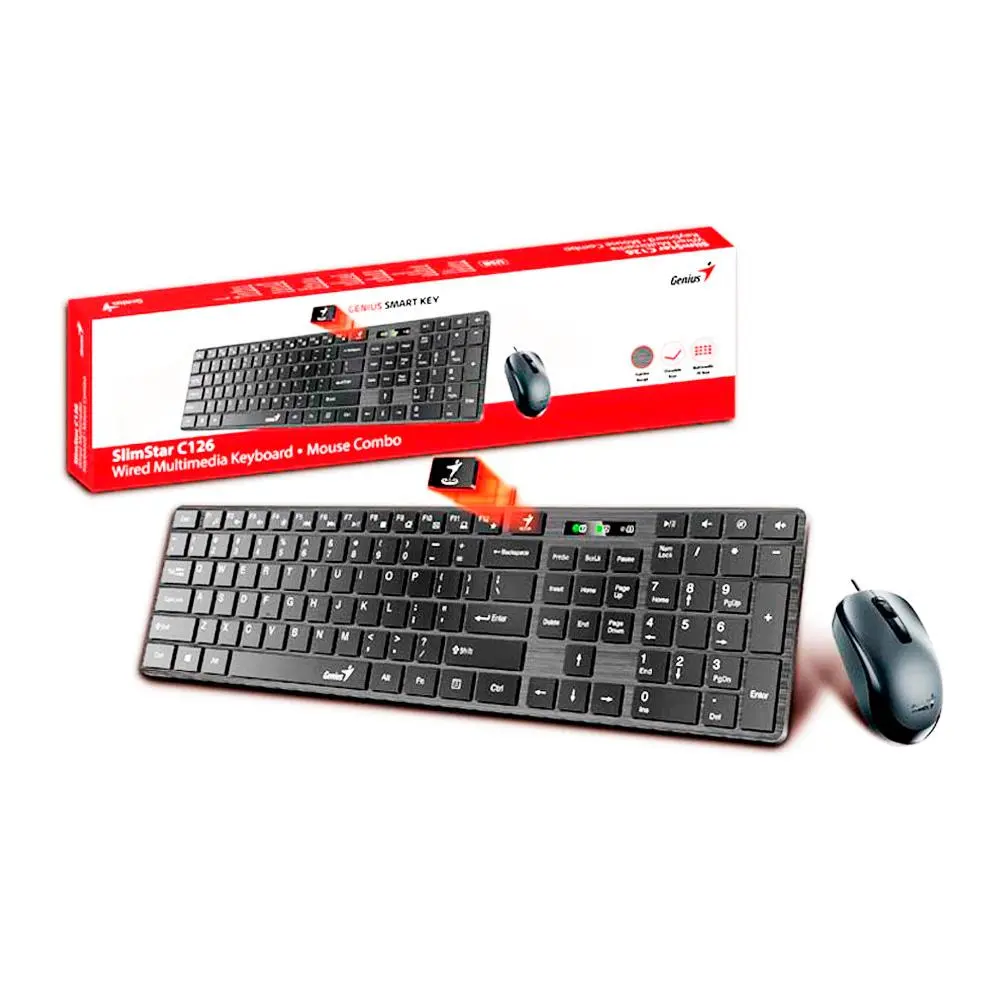 Genius SlimStar C126 – Combo Teclado y Mouse Alámbrico USB con Tecla AI Copilot" - Image 2